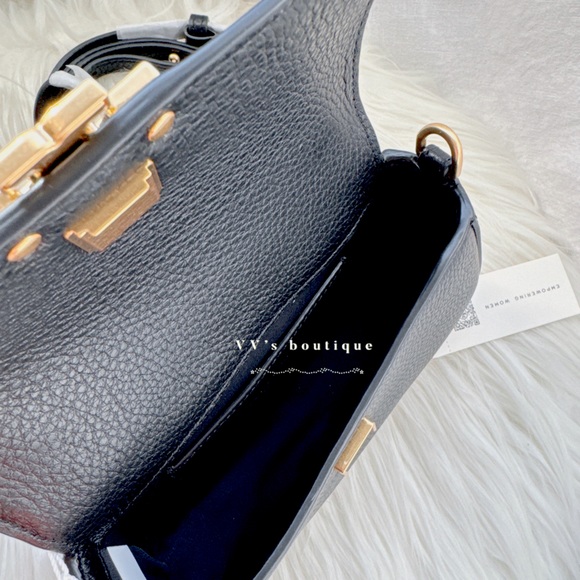 NWT Tory Burch Britten Mini Top Handle Crossbody Black Gold 149645 - Picture 7 of 8